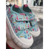 Lona estampada respetuosa Garvalin flores turquesa