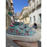 Lona estampada respetuosa Garvalin flores turquesa