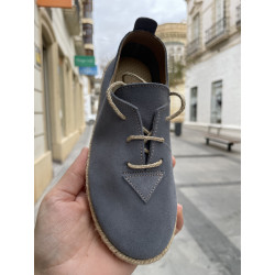 Blucher con cordón en serraje azul niquel