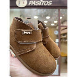 Botín Barefoot Zapy serraje beige velcro