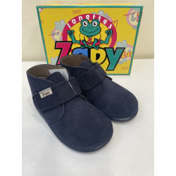 Botín Barefoot Zapy serraje marino velcro