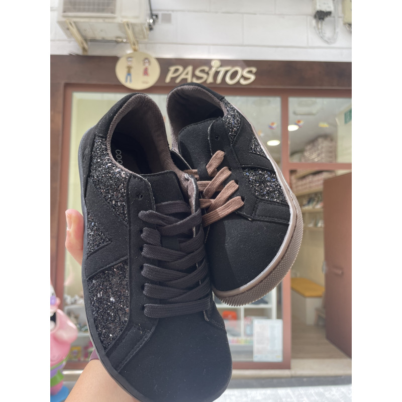 Deportivo Suede respetuoso Coqueflex negro gliter