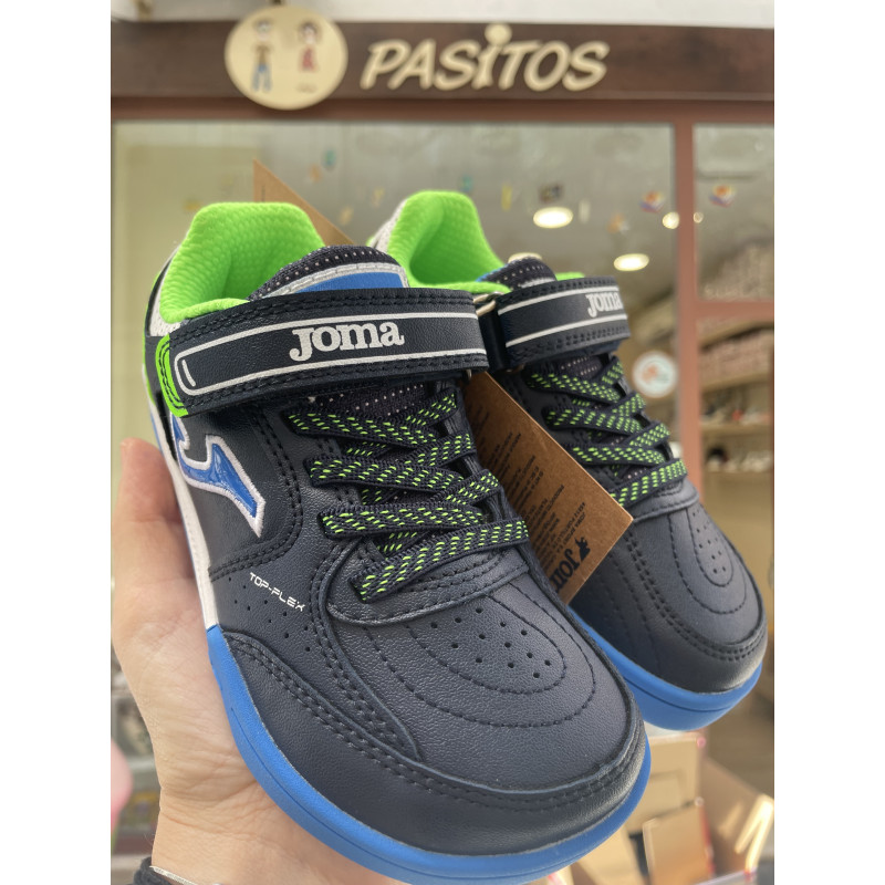 Fútbol sala barefoot Joma marino y verde velcro