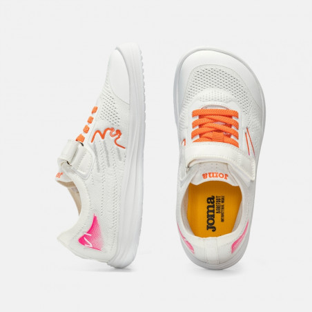 Deportiva Viper Barefoot Joma blanca con naranja