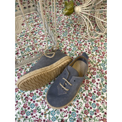 Blucher con cordón en serraje azul niquel