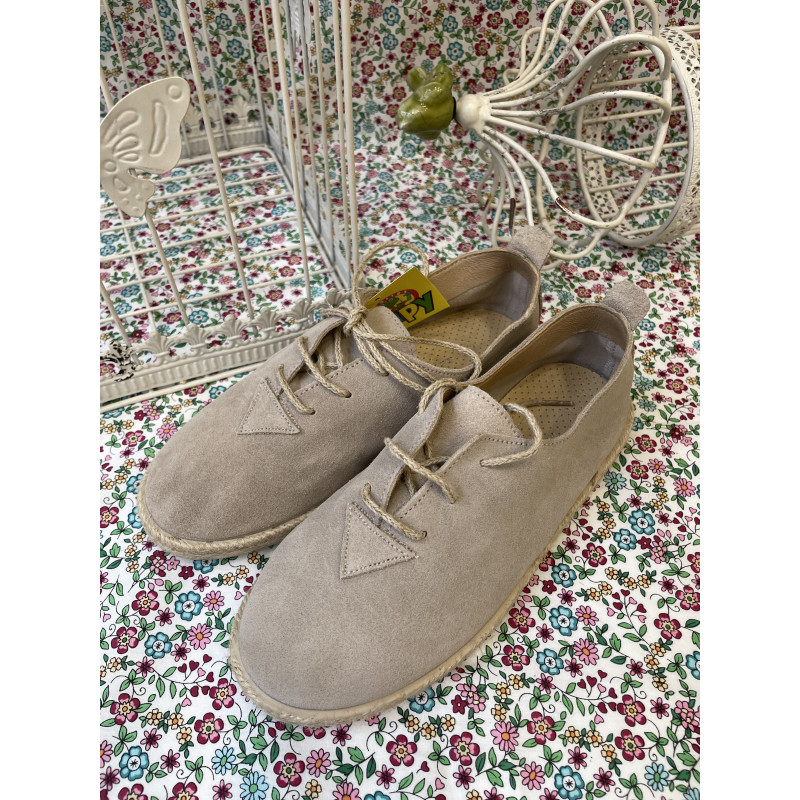 Blucher con cordón en serraje natural