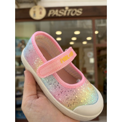 Canvas Mery Jane Respetuosas multi gliter Pablosky