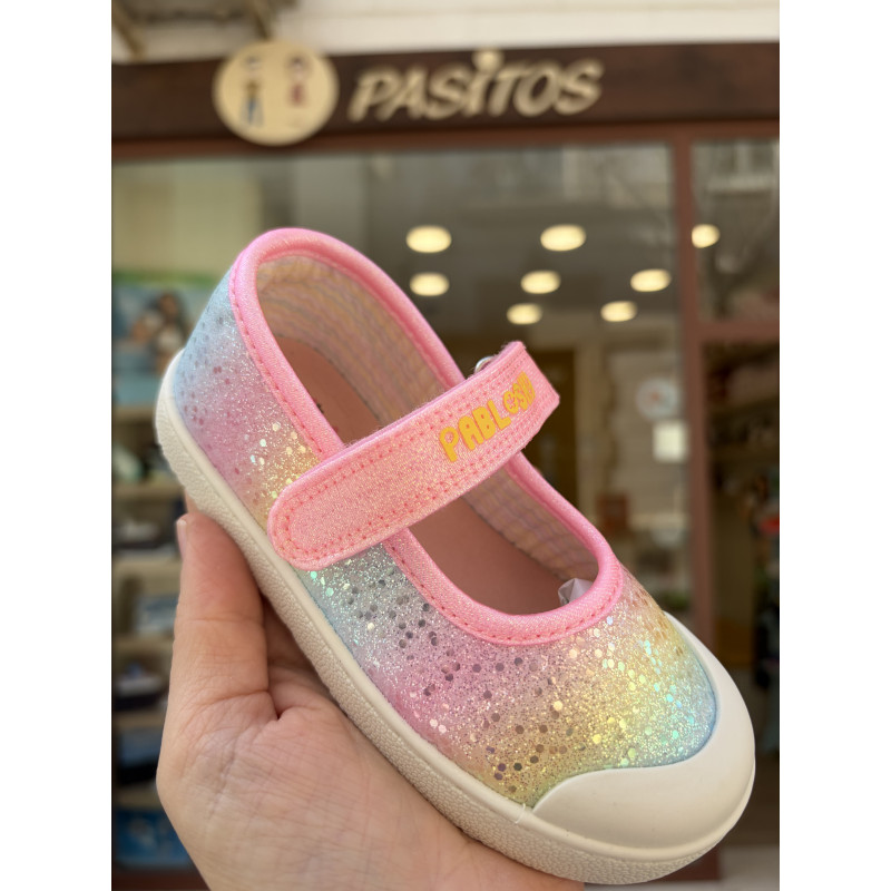 Canvas Mery Jane Respetuosas multi gliter Pablosky