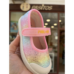 Canvas Mery Jane Respetuosas multi gliter Pablosky