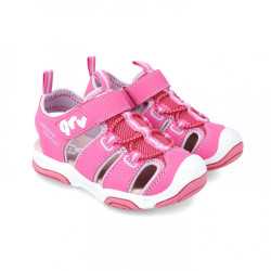 Sandalia cerrada de Garvalin textil rosa