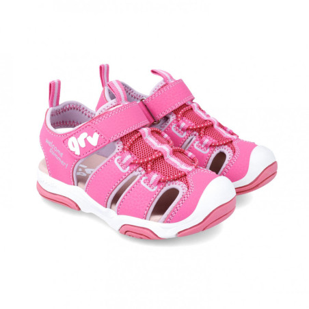 Sandalia cerrada de Garvalin textil rosa