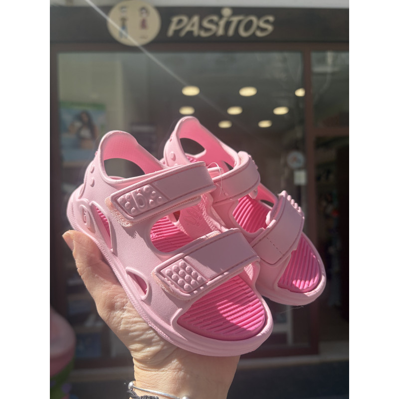 Playera de goma rosa combinada