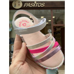 Sandalia Barefoot blanca Pablosky suela trenzada