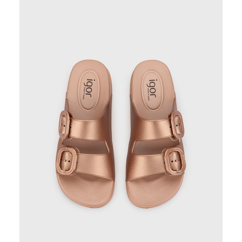 Sandalia de estilo bio de goma Habana metal bronce