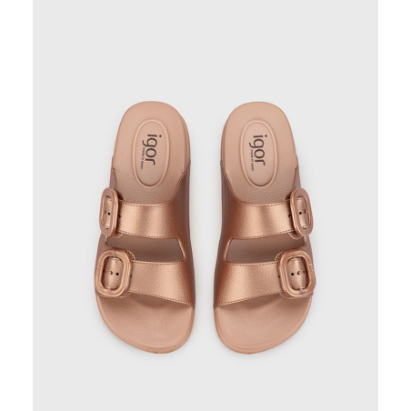 Sandalia de estilo bio de goma Habana metal bronce