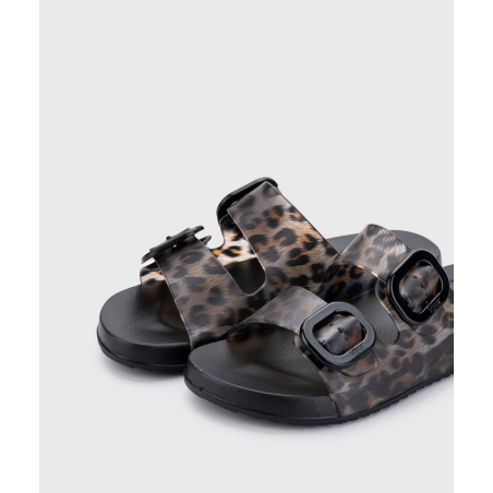 Sandalia de estilo bio de goma Habana animal print