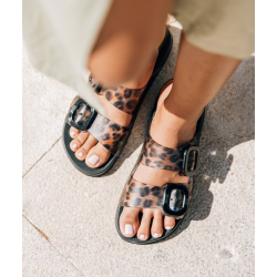 Sandalia de estilo bio de goma Habana animal print