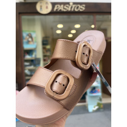 Sandalia de estilo bio de goma Habana metal bronce