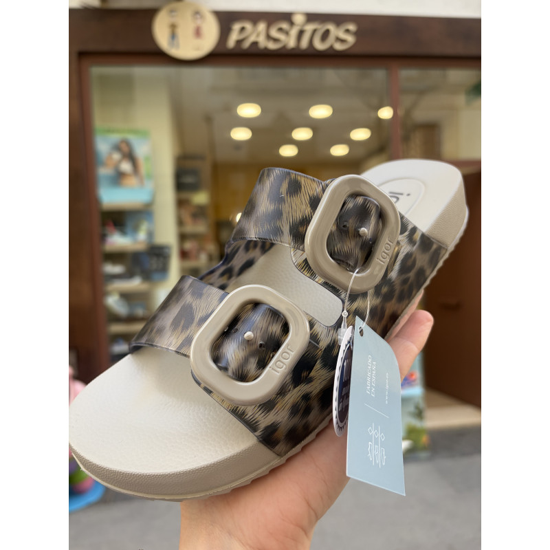 Sandalia de estilo bio de goma Habana animal print