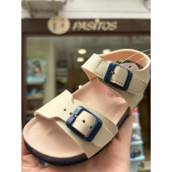 Sandalia Bio Garvalin beige detalles azules