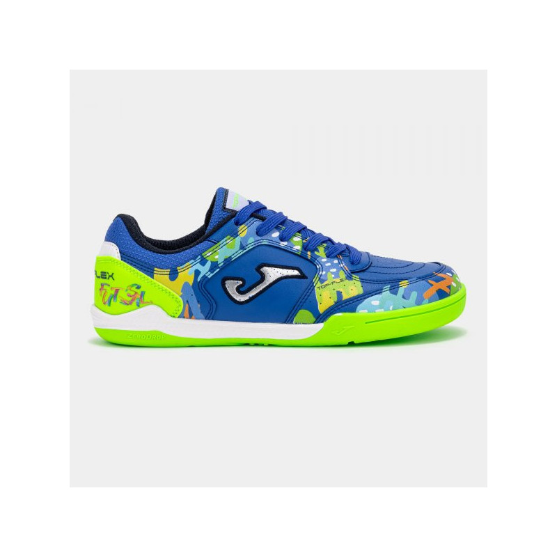 Fútbol barefooT Joma TopFlex azul y fluor cordones