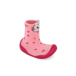 Calzado tipo calcetín con suela de goma rosa